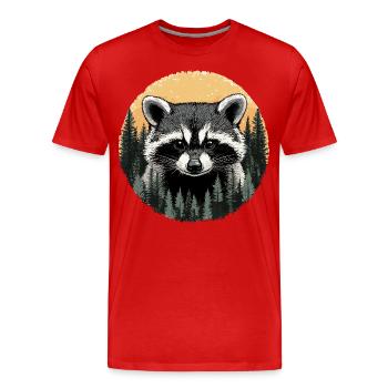 Raton laveur dans le district forestier - T-shirt bio Premium Homme - rouge - Devant - Damien (186cm)