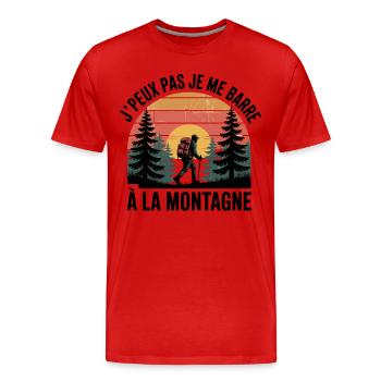 Ich kann nicht in die Berge gehen - Männer Premium Bio T-Shirt - Rot - Vorne - Damien (186cm)
