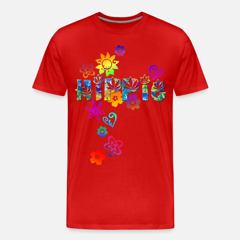 HIPPIE - Männer Premium Bio T-Shirt - Rot