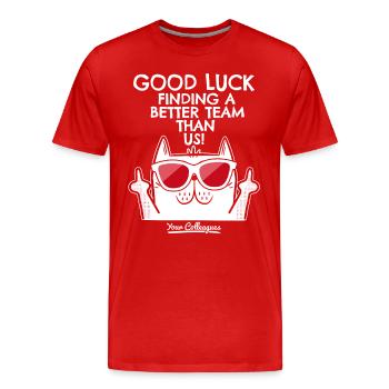 Changement d’emploi Nouvel emploi Adieu Cadeau d’adieu - T-shirt bio Premium Homme - rouge - Devant - Damien (186cm)