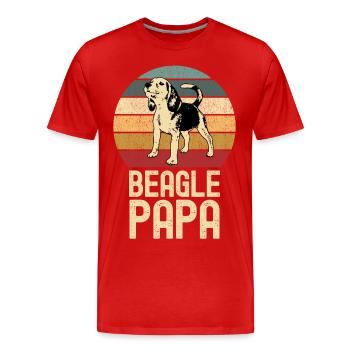 Beagle Papa Hund Retro Vintage - Männer Premium Bio T-Shirt - Rot - Vorne - Damien (186cm)