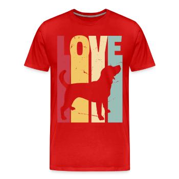 Beagle Love Hund Retro Vintage - Männer Premium Bio T-Shirt - Rot - Vorne - Damien (186cm)