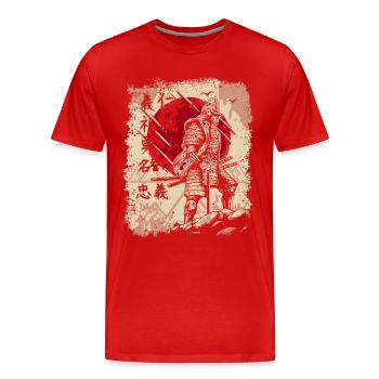 Samurai Japanese Warrior Swordsman Kanji - Men's Premium Organic T-Shirt - red - Front - Damien (186cm)