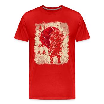 Samurai Japanese Warrior Swordsman Japan - Men's Premium Organic T-Shirt - red - Front - Damien (186cm)
