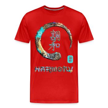 Harmony Japanese Kanji Word Symbol Enso Circle 3 - Men's Premium Organic T-Shirt - red - Front - Damien (186cm)