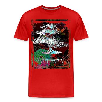 Japanische Bonsai Baumgarten Kunst Collage Kunst 96 - Männer Premium Bio T-Shirt - Rot - Vorne - Damien (186cm)