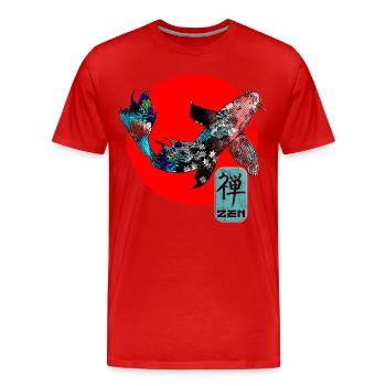 Japan Koi Carp Fish Water Pond Asian Japanese - Men's Premium Organic T-Shirt - red - Front - Damien (186cm)