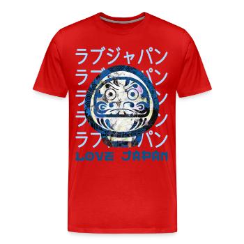 Daruma Japanisches Glückssymbol Wort Kanji Liebe - Männer Premium Bio T-Shirt - Rot - Vorne - Damien (186cm)