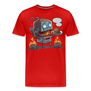 Grill-Bot - Männer Premium Bio T-Shirt - Rot - Vorne - Damien (186cm)