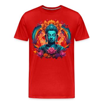 Junger Buddha Gautama Siddhartha blau Erleuchtung - Männer Premium Bio T-Shirt - Rot - Vorne - Damien (186cm)