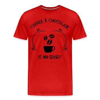 Café, expresso, café et chocolat - T-shirt bio Premium Homme - rouge - Devant - Damien (186cm)