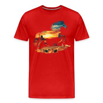 Pferd Wild West Western Reiten Wildnis Cowboy USA - Männer Premium Bio T-Shirt - Rot - Vorne - Damien (186cm)