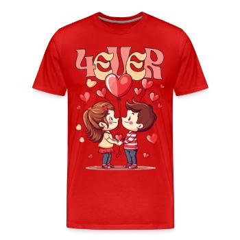 Love Couple Hearts Balloons Romantic - Men's Premium Organic T-Shirt - red - Front - Damien (186cm)