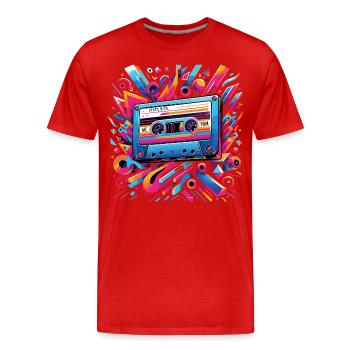 1980s music cassette mixtape gift for retro love - Men's Premium Organic T-Shirt - red - Front - Damien (186cm)
