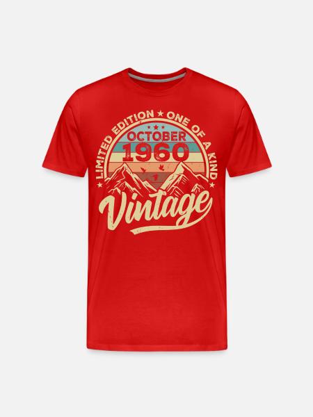 October 1960 Birthday 1960 Born October 1960 - Men's Premium Organic T-Shirt - red