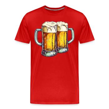 Chopes à bière Chopes à bière Verres à bière Bière Boire de l’alcool - T-shirt bio Premium Homme - rouge - Devant - Damien (186cm)