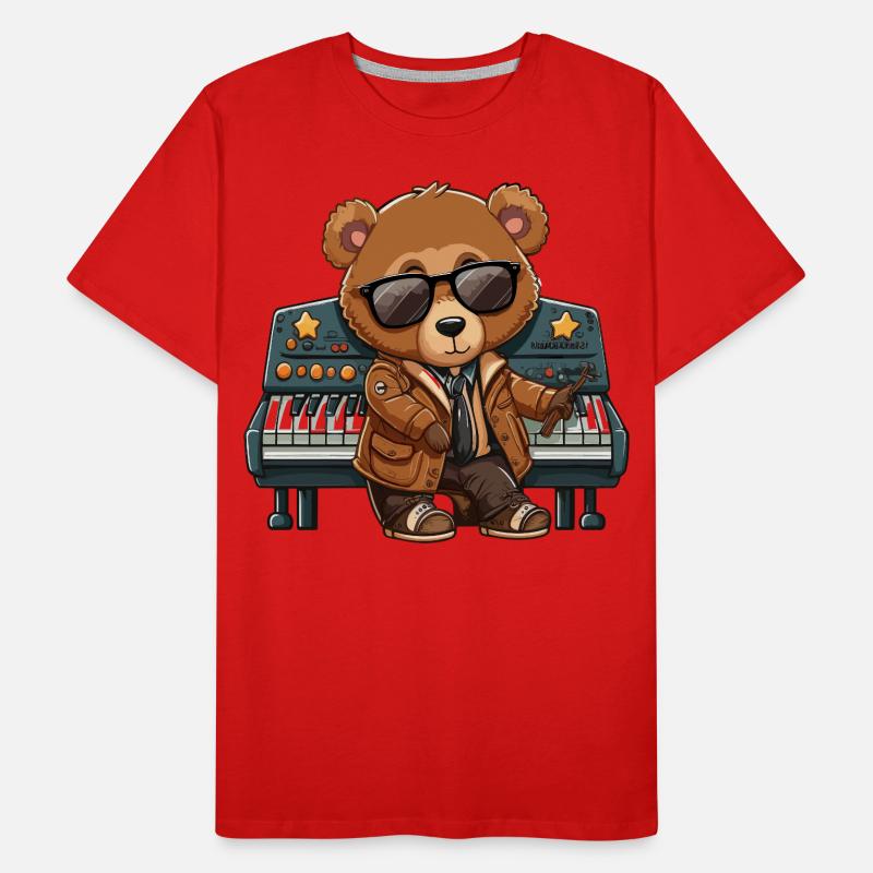 Funky Keys: Ein Klavier spielender Bär mit Attitüde Männer Premium Bio T-Shirt