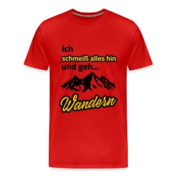 Je jette tout et je pars en randonnée - T-shirt bio Premium Homme - rouge - Devant - Damien (186cm)