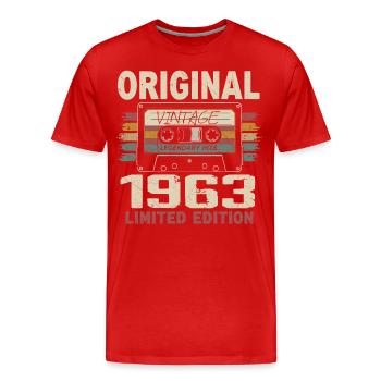 1963 Geburtstagsgeschenk 1963 Jahrgang 1963 Retro - Männer Premium Bio T-Shirt - Rot - Vorne - Damien (186cm)