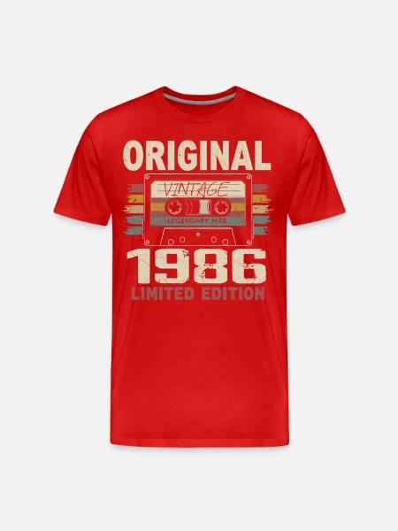 1986 Verjaardagscadeau 1986 Vintage 1986 Retro - Mannen premium biologisch T-shirt - rood