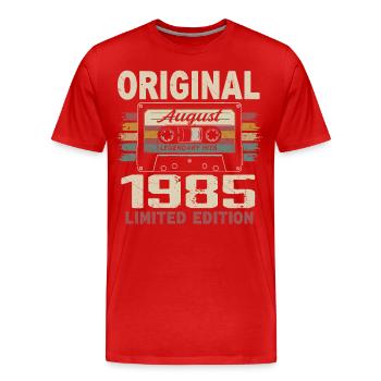August 1985 August 1985 Geschenk August 1985 August 1985 - Männer Premium Bio T-Shirt - Rot - Vorne - Damien (186cm)