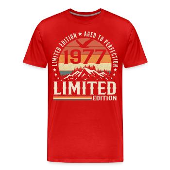 Cadeau Anniversaire 1977 - Vintage 1977 Rétro 1977 - T-shirt bio Premium Homme - rouge - Devant - Damien (186cm)
