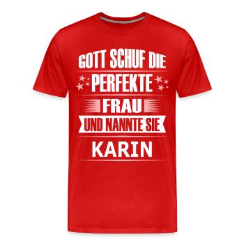 KARIN - Männer Premium Bio T-Shirt - Rot - Vorne - Damien (186cm)