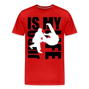 judo is my life - Men's Premium Organic T-Shirt - red - Front - Damien (186cm)