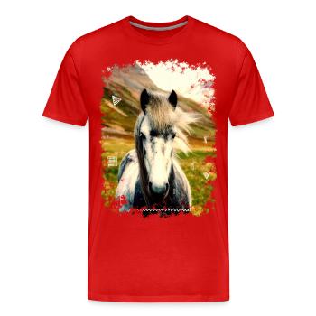 cheval - T-shirt bio Premium Homme - rouge - Devant - Damien (186cm)