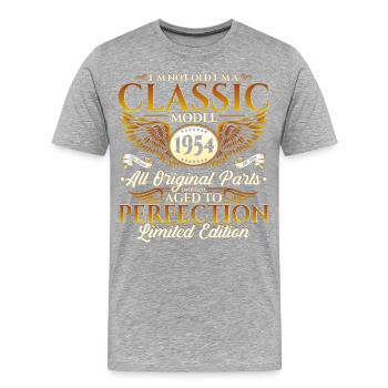 Vintage 1954 classique cadeau d’anniversaire pour homme - T-shirt bio Premium Homme - gris chiné - Devant - Damien (186cm)