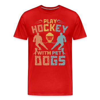 Play Hockey With Pet Dogs - Men's Premium Organic T-Shirt - red - Front - Damien (186cm)