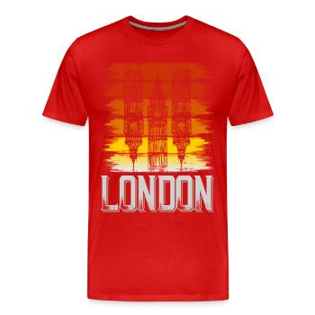 Londres Angleterre Royaume-Uni City Vintage Retro Skyline - T-shirt bio Premium Homme - rouge - Devant - Damien (186cm)