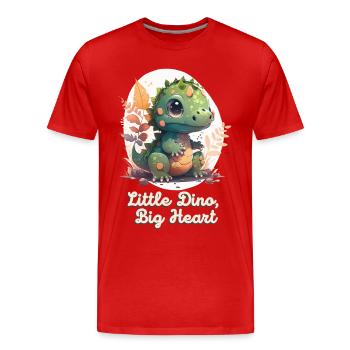 Kleines Dino Großes Herz - Männer Premium Bio T-Shirt - Rot - Vorne - Damien (186cm)