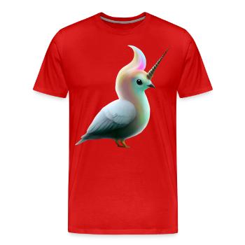 Einhorn Vogel - Männer Premium Bio T-Shirt - Rot - Vorne - Damien (186cm)