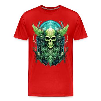 skull skull skeleton darkness gloomy - Men's Premium Organic T-Shirt - red - Front - Damien (186cm)