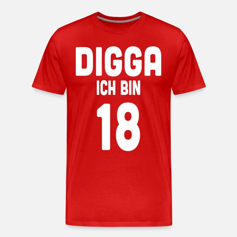 Digga ich bin 18 - Männer Premium Bio T-Shirt - Rot