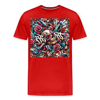 Impulsion de tatouage - T-shirt bio Premium Homme - rouge - Devant - Damien (186cm)