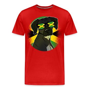 Giamaica - Maglietta ecologica premium da uomo - rosso - Fronte - Damien (186cm)