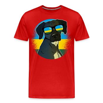 Ruanda - Männer Premium Bio T-Shirt - Rot - Vorne - Damien (186cm)