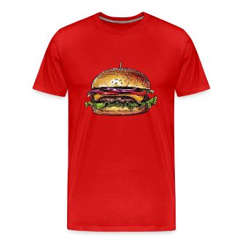 Burger Illustration - Männer Premium Bio T-Shirt - Rot - Vorne - Damien (186cm)