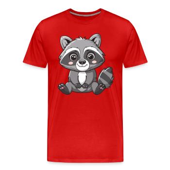 Cute raccoon cartoon to fall in love with - Men's Premium Organic T-Shirt - red - Front - Damien (186cm)