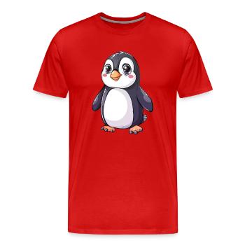 Pingouin mignon avec de grands yeux pour les amoureux des animaux - T-shirt bio Premium Homme - rouge - Devant - Damien (186cm)
