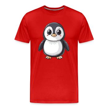 Adorable penguin with big eyes - Men's Premium Organic T-Shirt - red - Front - Damien (186cm)