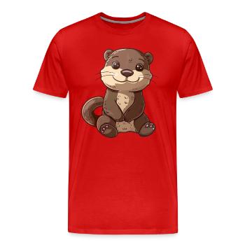 Cute otter eye-catcher for animal lovers - Men's Premium Organic T-Shirt - red - Front - Damien (186cm)