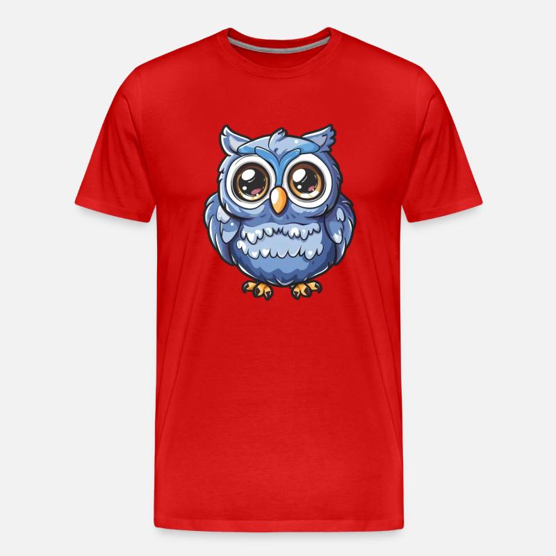 Niedliche Eulenfigur Mit Großen Augen - Männer Premium Bio T-Shirt - Rot