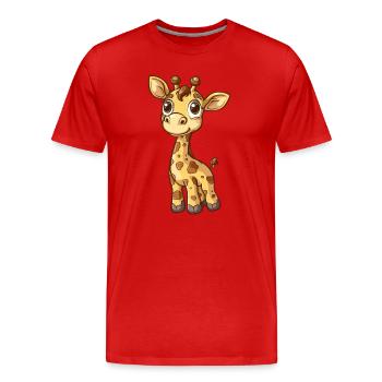 Niedliche Giraffe Mit Großen Augen - Männer Premium Bio T-Shirt - Rot - Vorne - Damien (186cm)