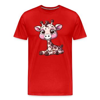 Niedliche Giraffe Mit Großen Augen - Männer Premium Bio T-Shirt - Rot - Vorne - Damien (186cm)