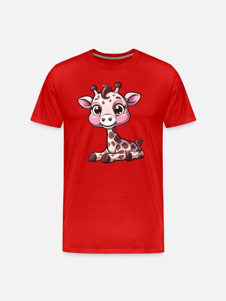 Cute giraffe with big eyes - Men's Premium Organic T-Shirt - red