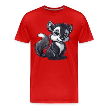 Niedlicher Skunk Mit Großen Augen - Männer Premium Bio T-Shirt - Rot - Vorne - Damien (186cm)