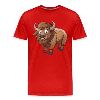 Lustiges Hochlandrind In Braun Tönen - Männer Premium Bio T-Shirt - Rot - Vorne - Damien (186cm)